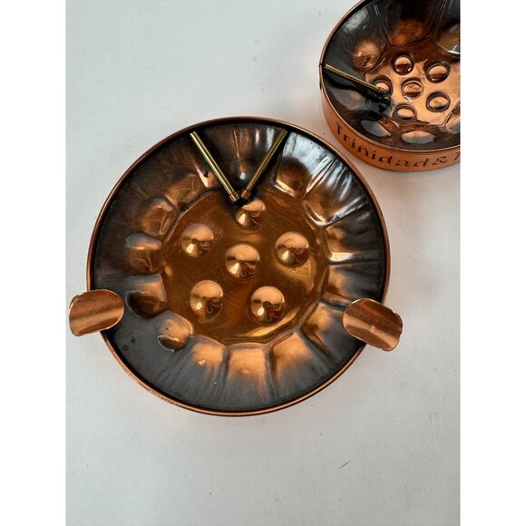 Trinidad & Tobago Copper Steel Drum Ashtray Set - Picture 13 of 16